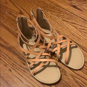 Tan little girls sandals